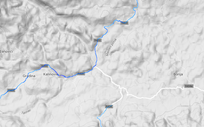 Strava heatmap screenshoot of R434 in Bosnia